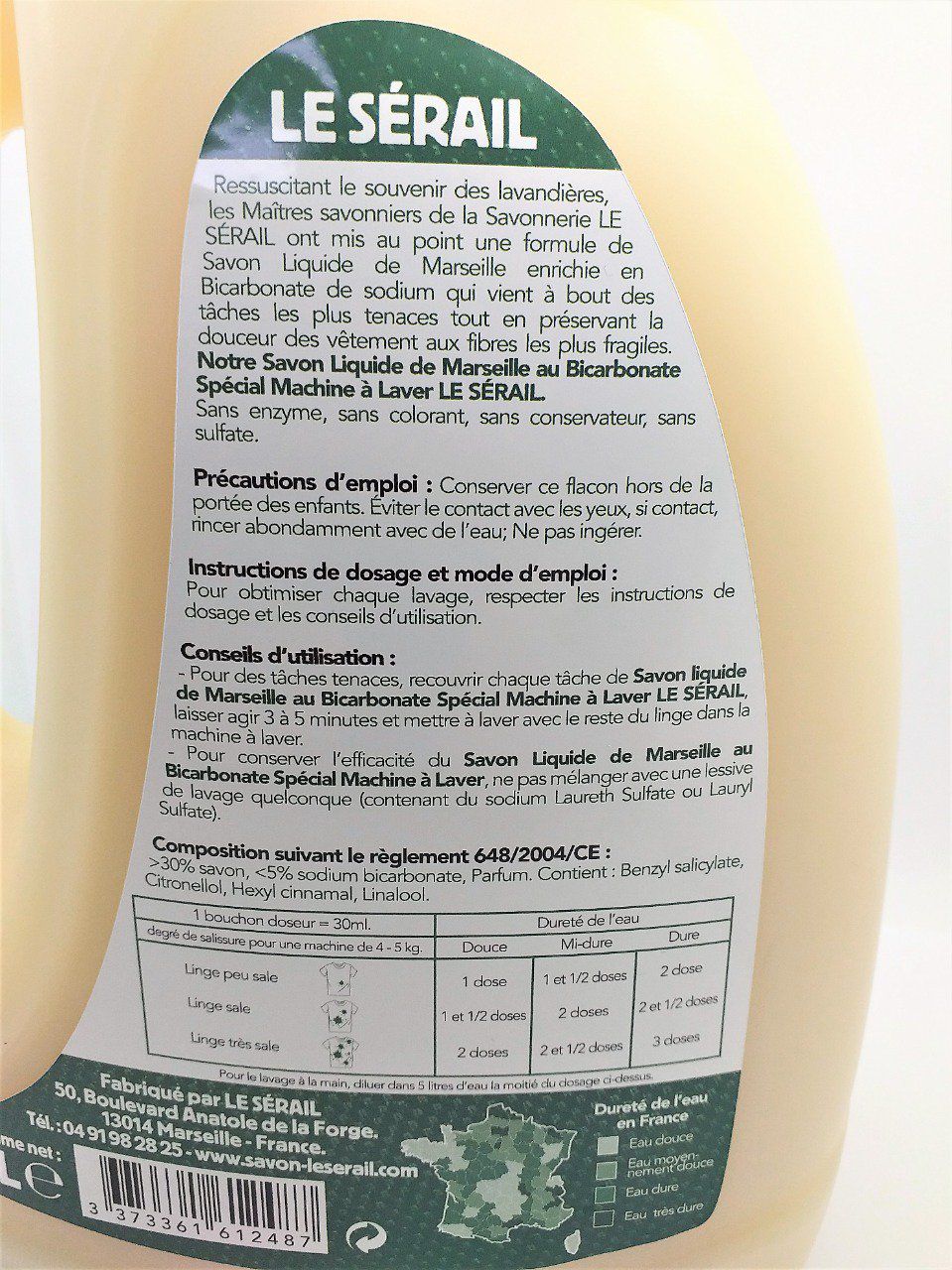 Savon liquide de Marseille au bicarbonate spécial machine à laver Parfum  Fleurs Blanches Le Sérail